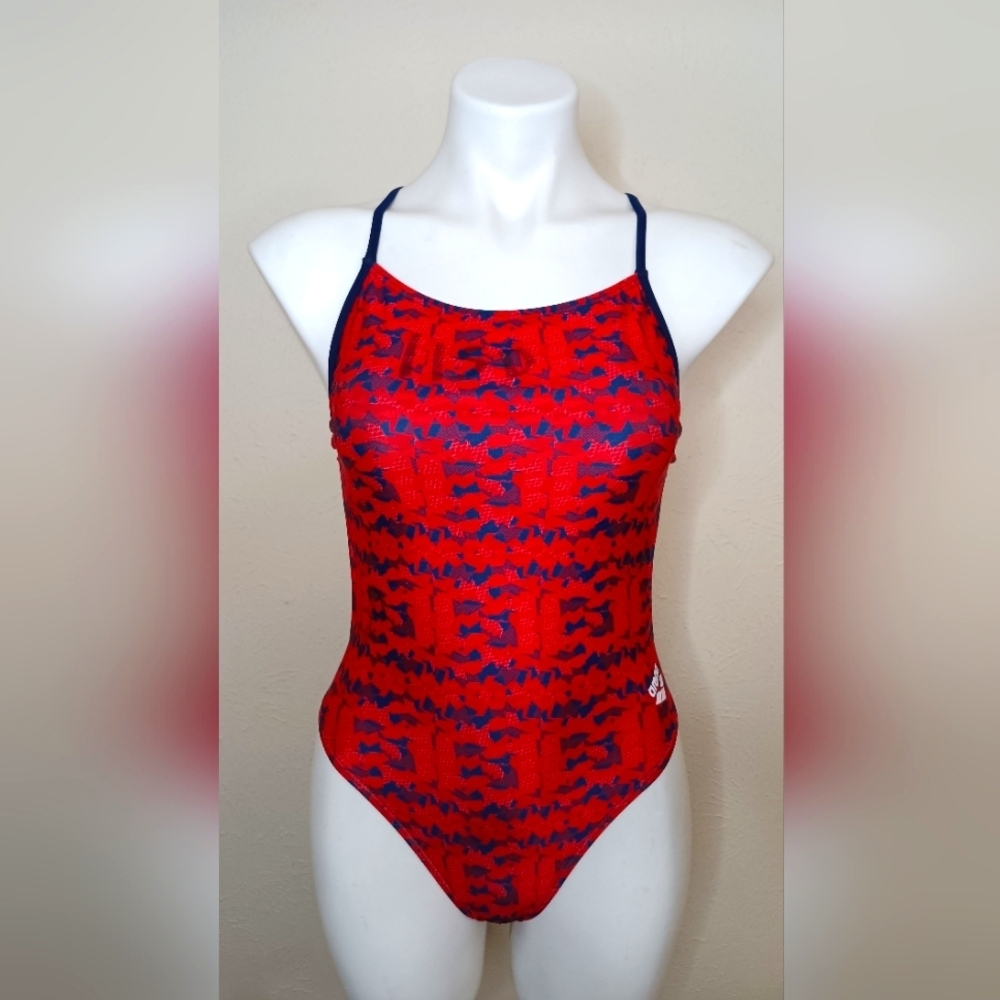 Arena ABSTRACT TILES DROP BACK Intensive swimming Sz Medium-cut High Performance